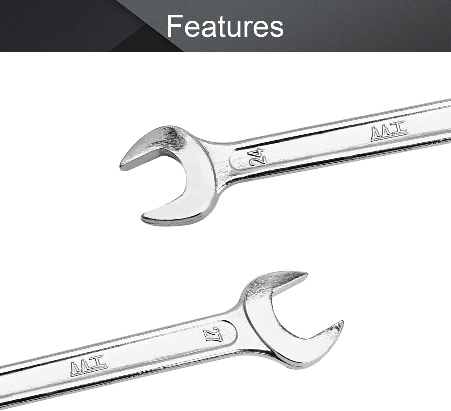 Utoolmart Double Open End Wrench, 245mm Length Metric Wrench, 24mm x 27mm Crowfoot Wrench, 45# Carbon Steel, Chrome Plated, for bicycle, motorcycle, car repair repairing