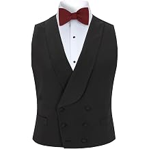 Men's Suit Vest Slim Shawl Lapel Business Casual Dress Vest Double Breasted Waistcoat for Wedding,Prom,Dinner