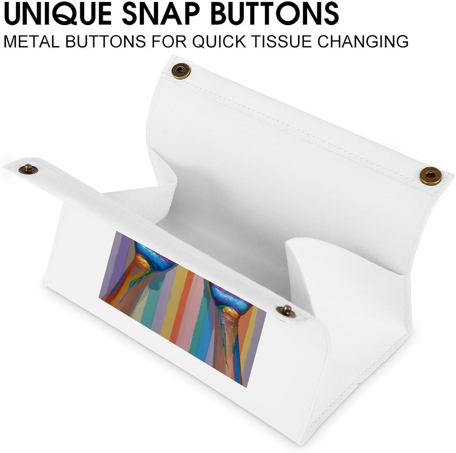 Decorative PU Tissue Paper Holder Proud of The Rainbow Printed Tissue Box Cover Napkin Tissues Organizer Home Decor for Bathroom Night Stands Desk Car Dining Table image 3