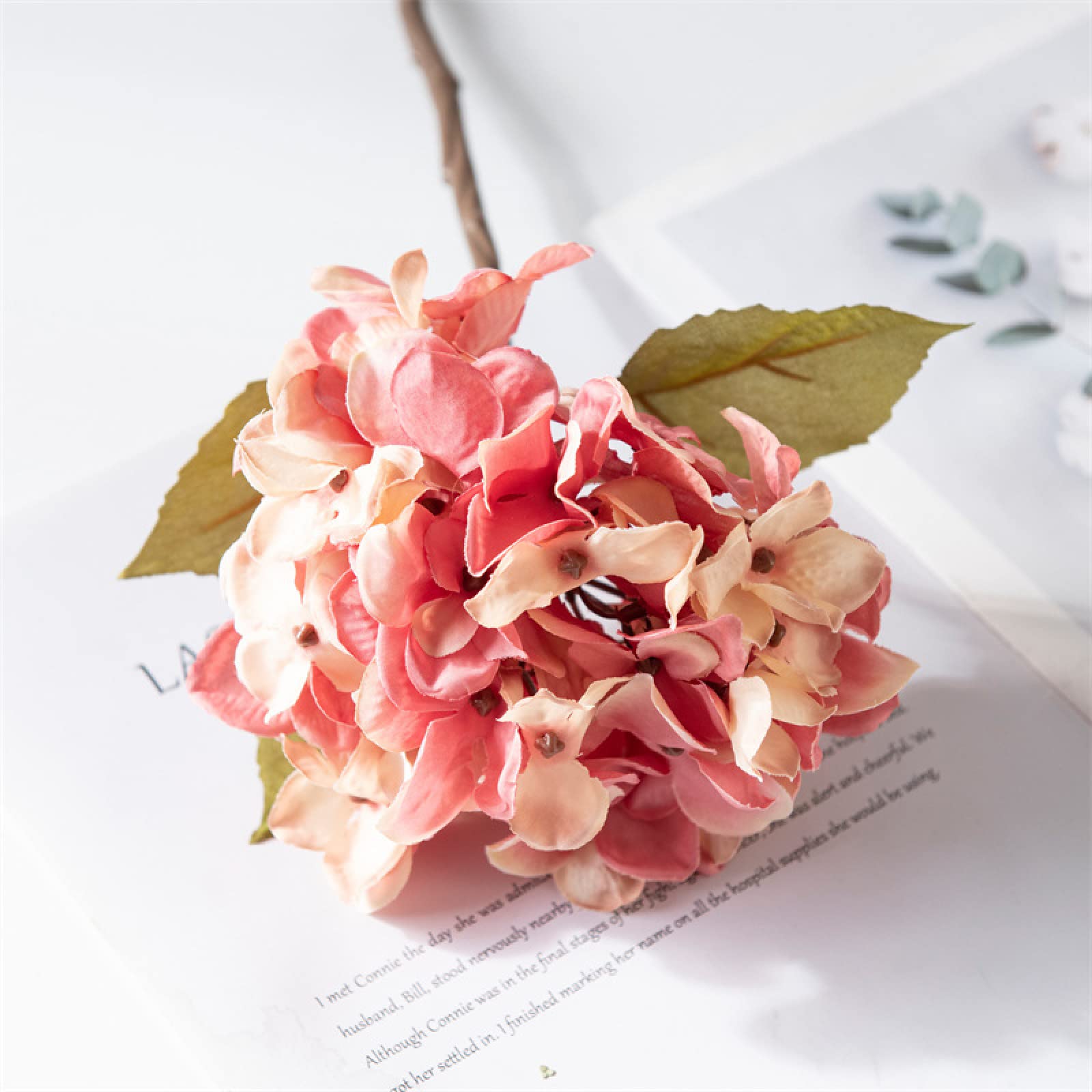 4 Pcs two-leaf hydrangea Bouquets Artificial Flowers for Wedding Birthday Party Table Centerpieces Floral Arrangement Home Kitchen Decor.