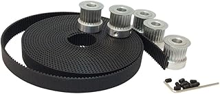 BEMONOC 5Meters 3M Open Ended Timing Belt Width 15mm Polyurethane Belt for Laser Engraving CNC Machines & 5pcs 24 Teeth HTD 3M Timing Pulley Bore 6.35mm