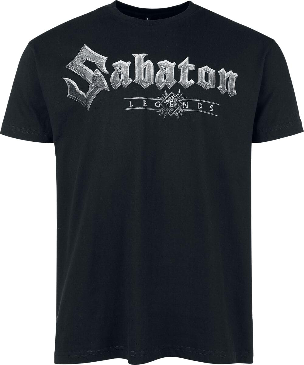 Sabaton Legends Homme T-Shirt Manches Courtes Noir 100% Coton Regular/Coupe Standard