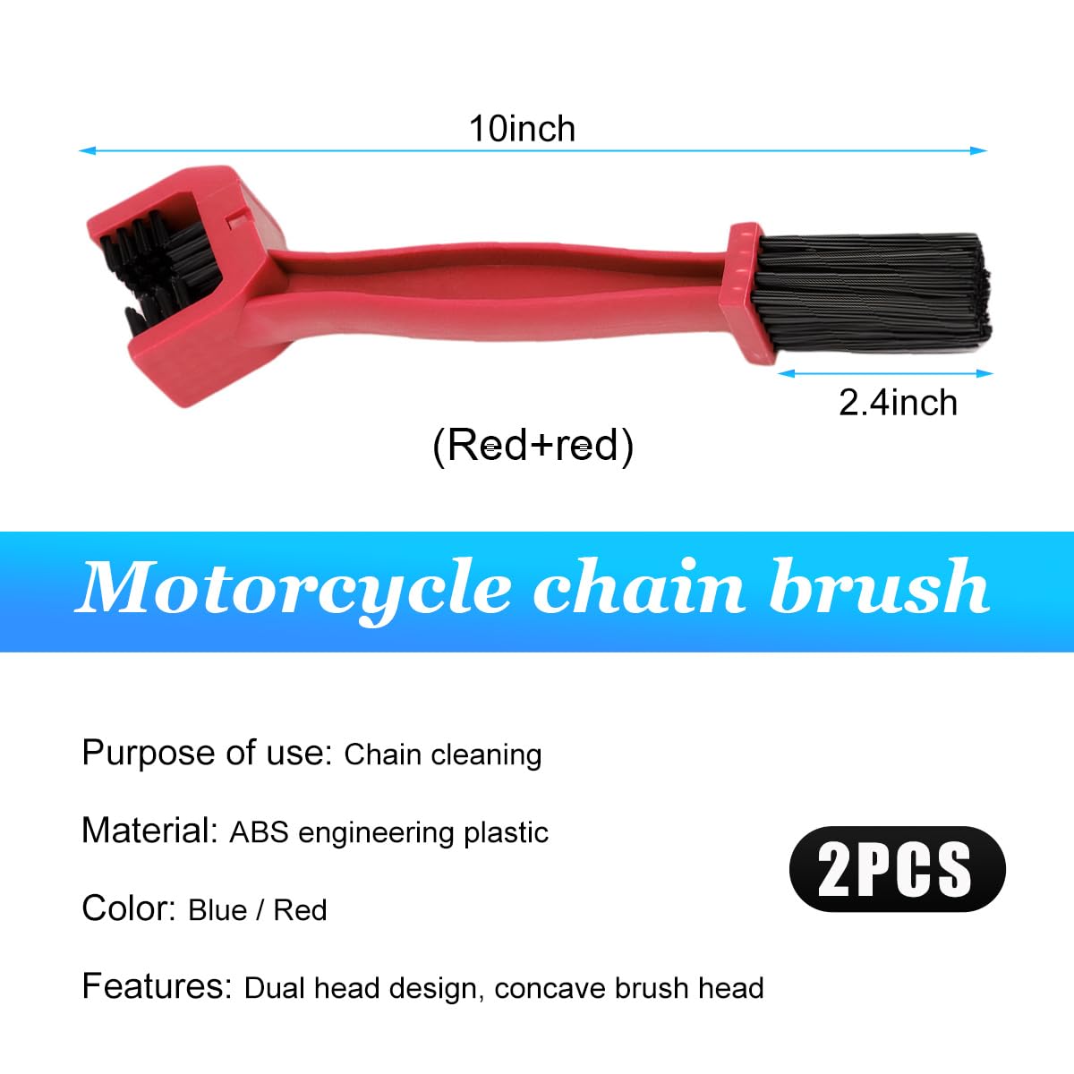 Ohleats 2 PCS Bike or Motorcycle Chain Washer, Functional Motorbike Chain Gear Dirt Stain Cleaning Brushes, Bicycle Chain Cleaning Double Head Brush Tool, Motorcycle Accessories (Red)
