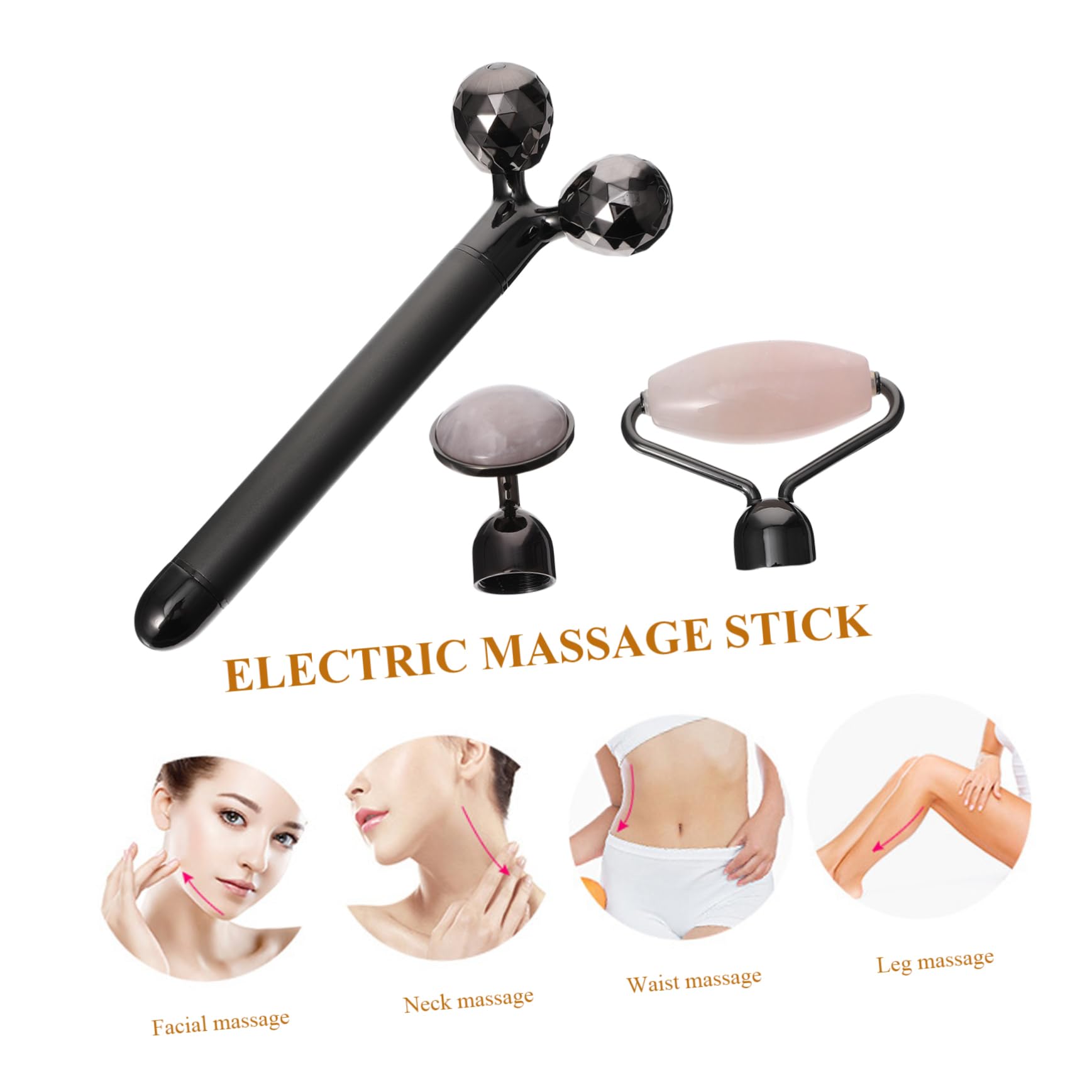 Jade Gesichtsroller und Zinklegierung 3-in-1 aus Natürlichem Jadepulverkristall Elektrischer und Dunklen Augenringen zur Reduktion von Feinen Linien für Gesichtsmassage