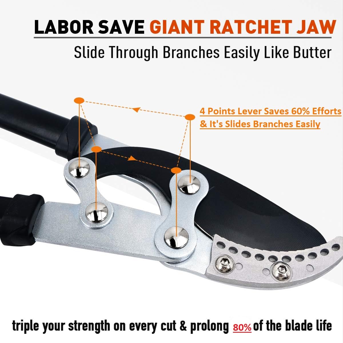 Hetkrishi Professional Ratchet Anvil Lopper| Heavy-Duty Compound Action Cutter | Extendable Handles for Extra Leverage|Garden Pruning Tree Hedge Branch Cutter Garden Lopper (Rachet Looper) - Image 3 thumbnail