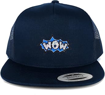 Armycrew XXL Oversized Wow Cartoon Patch 5 Panel Flatbill Mesh Snapback Cap