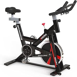 Exercise Bike Stationary Indoor Fitness Bike 440lbs Weight Capacity for Home Gym with Silent Belt Drive, Ipad Holder,Lcd Display