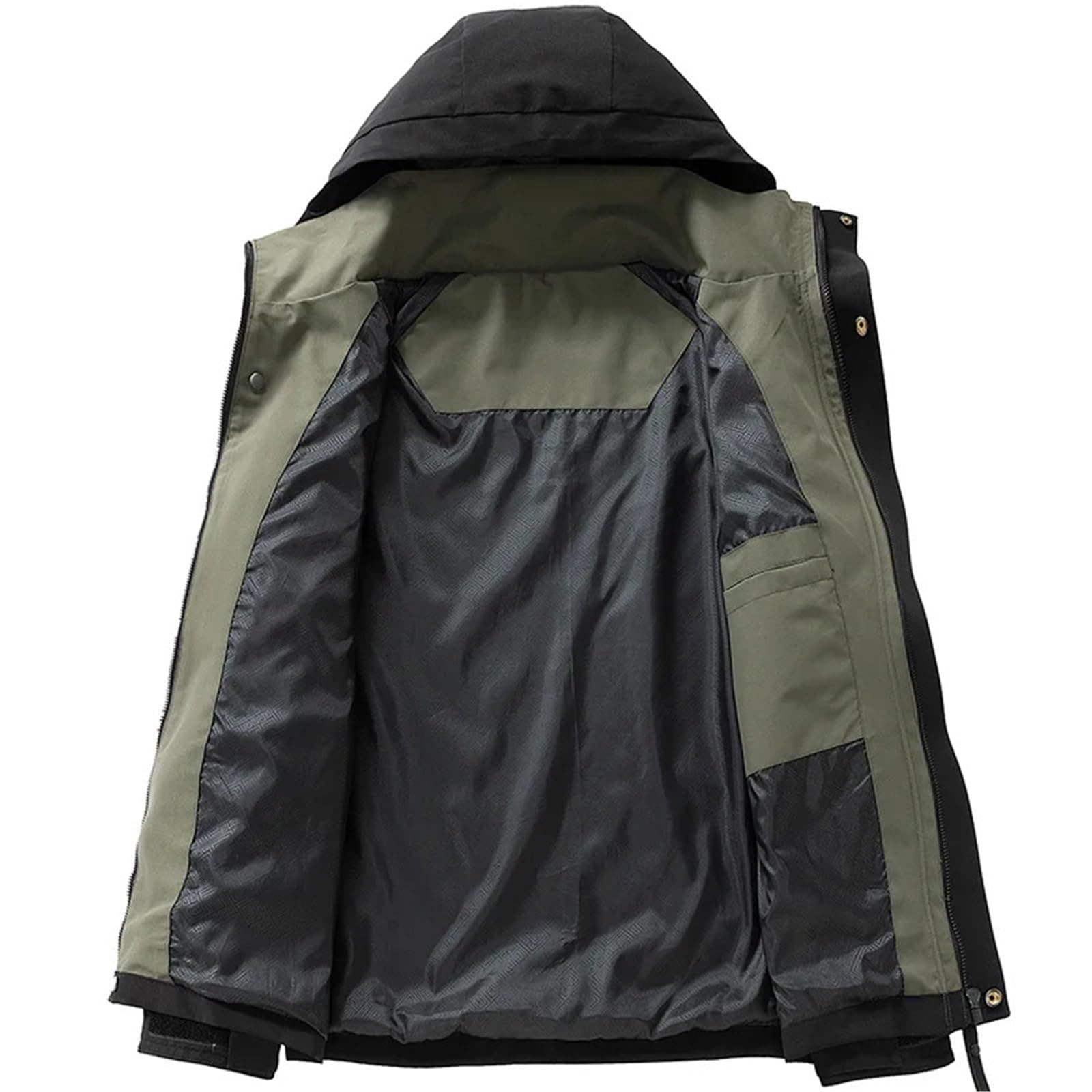 Chaqueta impermeable de camping for hombre, softshell, con cremallera y capucha, cortavientos, for senderismo, ligera, for primavera otoño Para Hombre