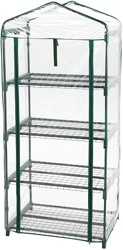 Teal Turtle Mini invernadero de 4 estantes de 27 pulgadas de ancho x 63 pulgadas de alto x 19 pulgadas de profundidad, pequeño invernadero con