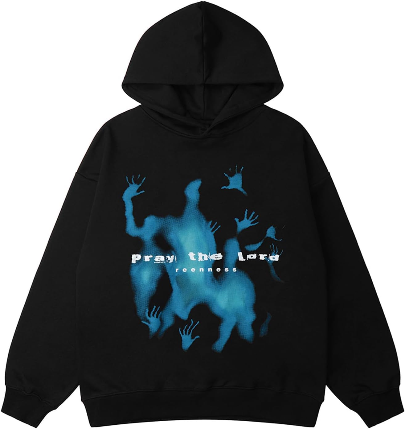 VOLYMOONMens Graphic Oversized Hip Hop Streetwear Casual Hoodie y2k Gothic Hooded Sweater