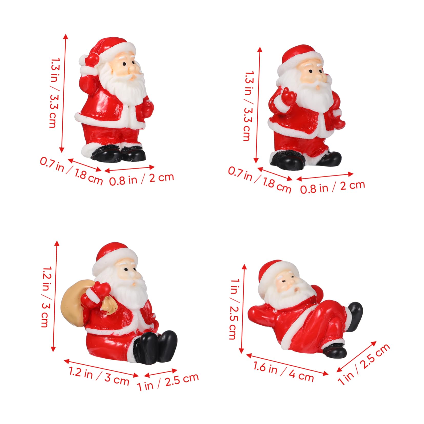 ULTECHNOVO 12stücke Mini Weihnachtsmann Statue Aus Kunststein Weihnachtsmann-figur Zum Dekorieren Von Weihnachtsbaum Weihnachts-mikrolandschaft Tischdeko Für Wohnzimmer Und Büro
