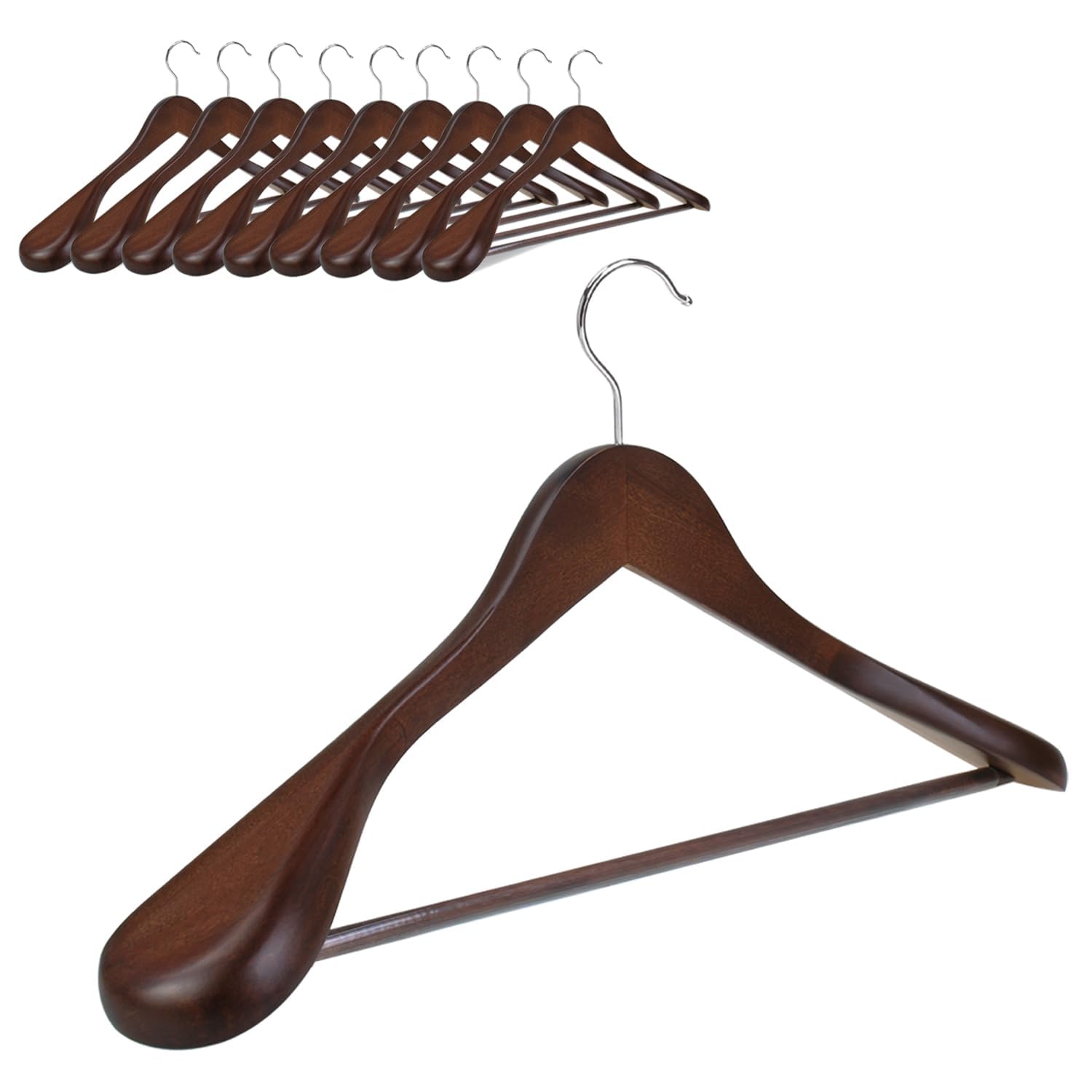 GERSO kledinghanger DELUXE van hoge kwaliteit - 100 stuks - massief houten kledinghangers – duurzaam & elegant – met metalen haak, ideaal voor jassen en kostuums GERSO kledinghanger DELUXE van hoge kwaliteit - 100 stuks - massief houten kledinghangers – duurzaam & elegant – met metalen haak, ideaal voor jassen en kostuums