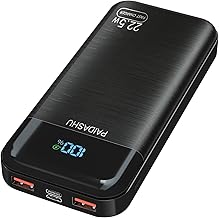 Externer Akku, 27.000 mAh, 22,5 W, PD3.0, QC4.0, Schnellladung, 3 A, USB C, tragbares Ladegerät mit LED-Display, 2 Eingänge und 3 Ausgänge, Powerbank für Smartphones, Tablets und mehr (black1)