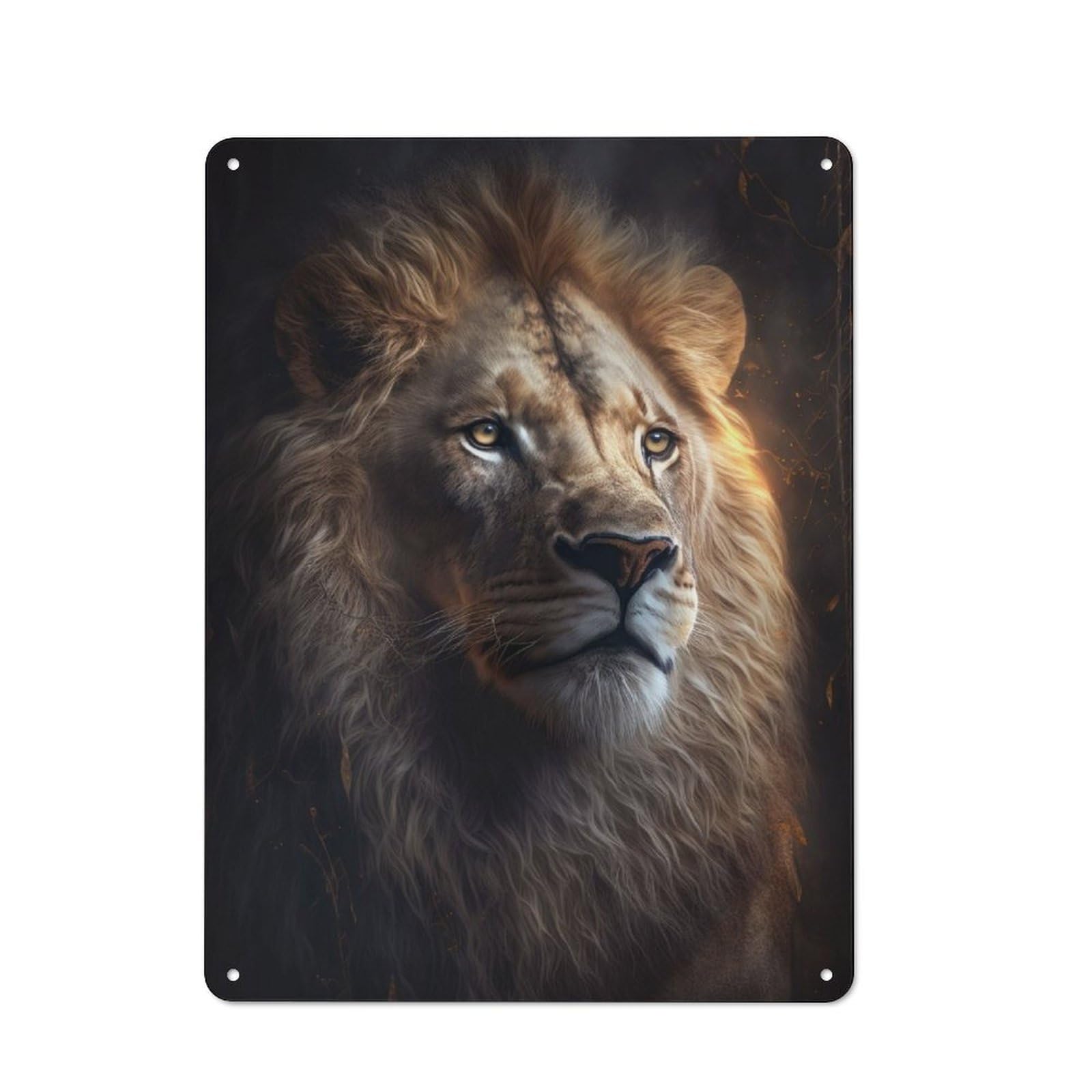 Junmoney Majestic Lion Boss Rustic Metal Wall Sign 40X30cm For Kitchen Or Home Bar, Suited To Home Bar Enthusiasts