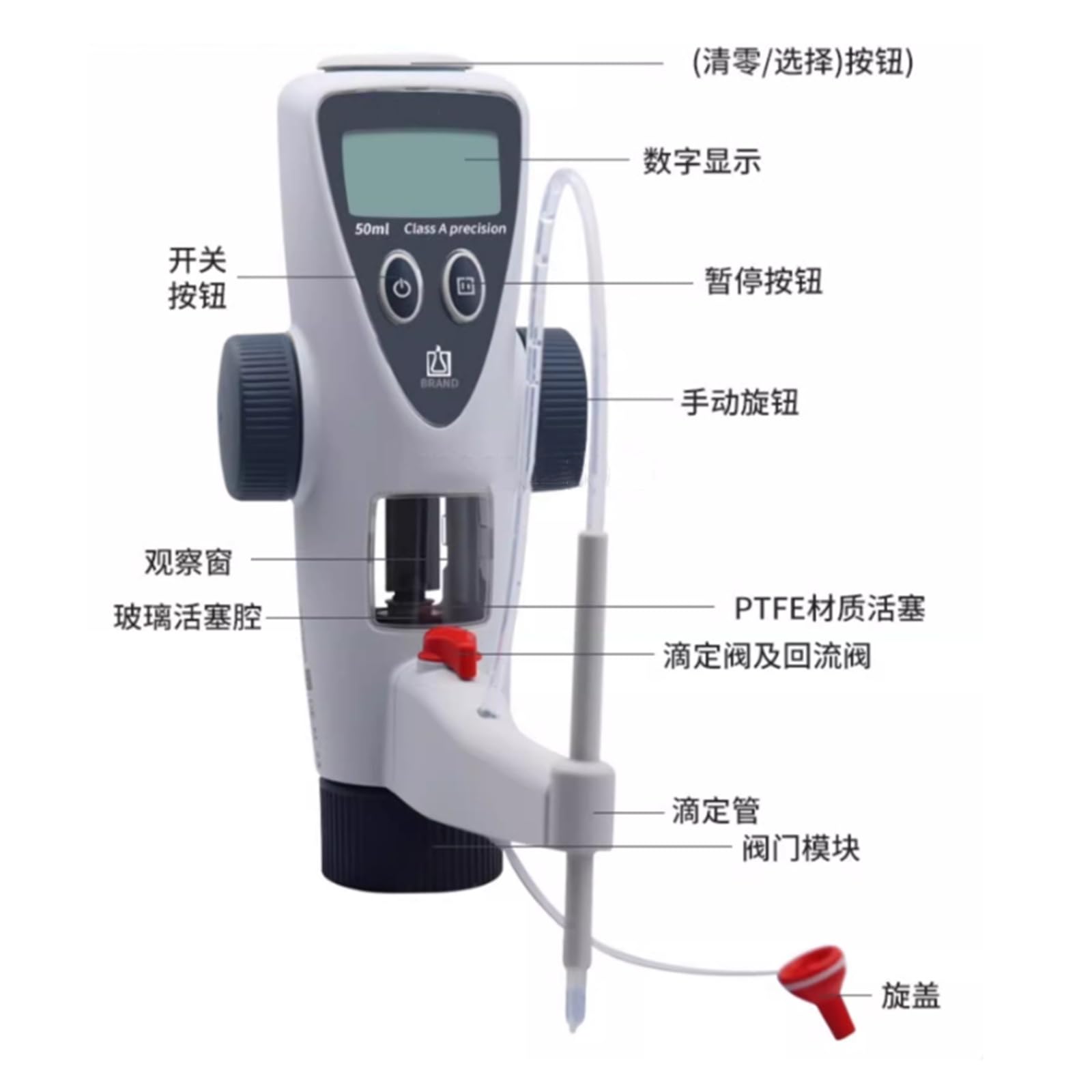 Dispensador cuantitativo ajustable para uso en laboratorio con alta precisión y ajuste decimal