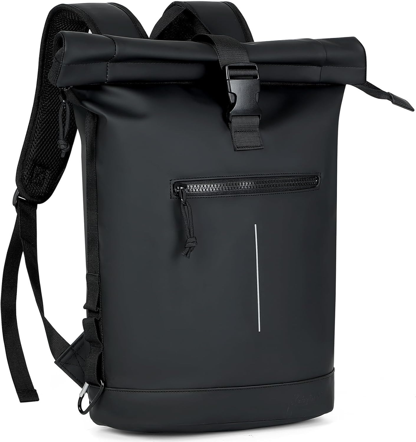 Lekeinchi Zaino Rolltop Uomo Donna Porta PC 17 Pollici | Zaino Impermeabile Uomo Donna - Grande Zaino con Strisce Riflettenti, Zaini da Viaggio Espandibile - Scuola Lavoro Università Ciclismo - Nero