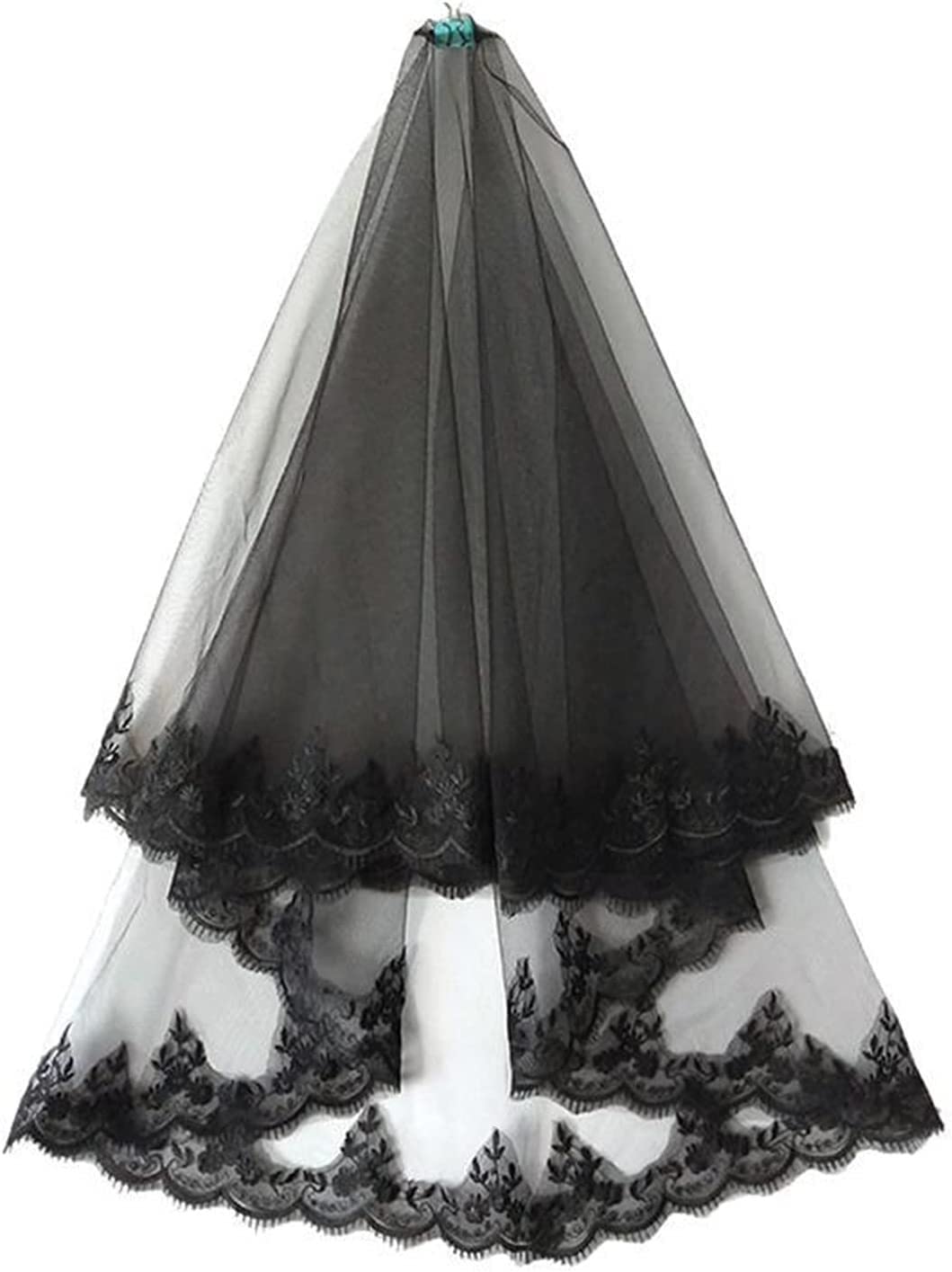 Velo de novia negro de tul con peine y juego de fajas para bodas y compromisos