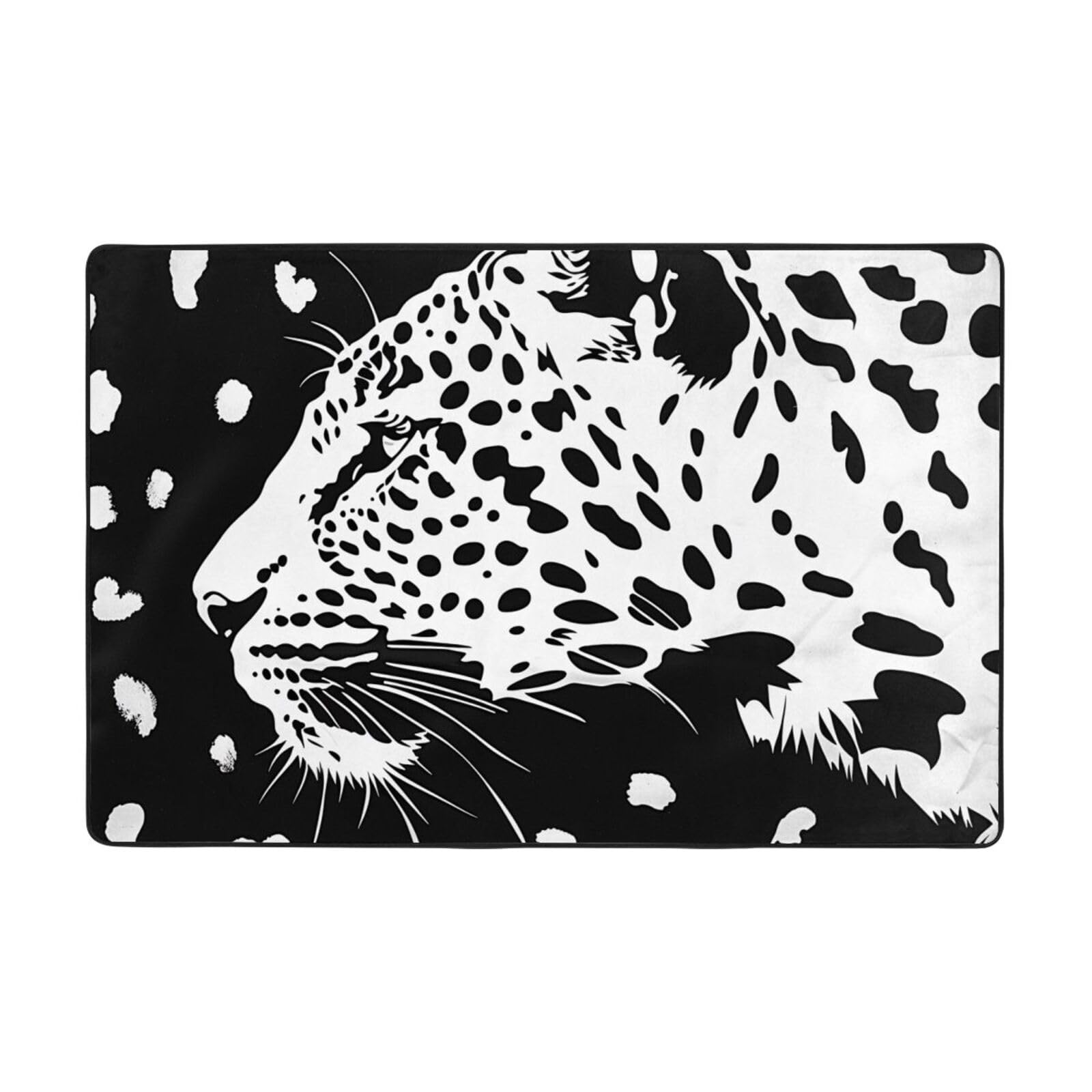 Tapis de Noël imprimé léopard noir, tapis de sol de salon