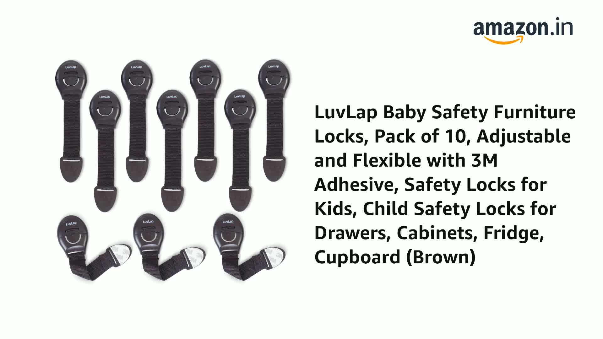セキュリティ・セーフティ Babybuco LuvLap Baby Safety Furniture Locks, Pack of 10, Adjustable and