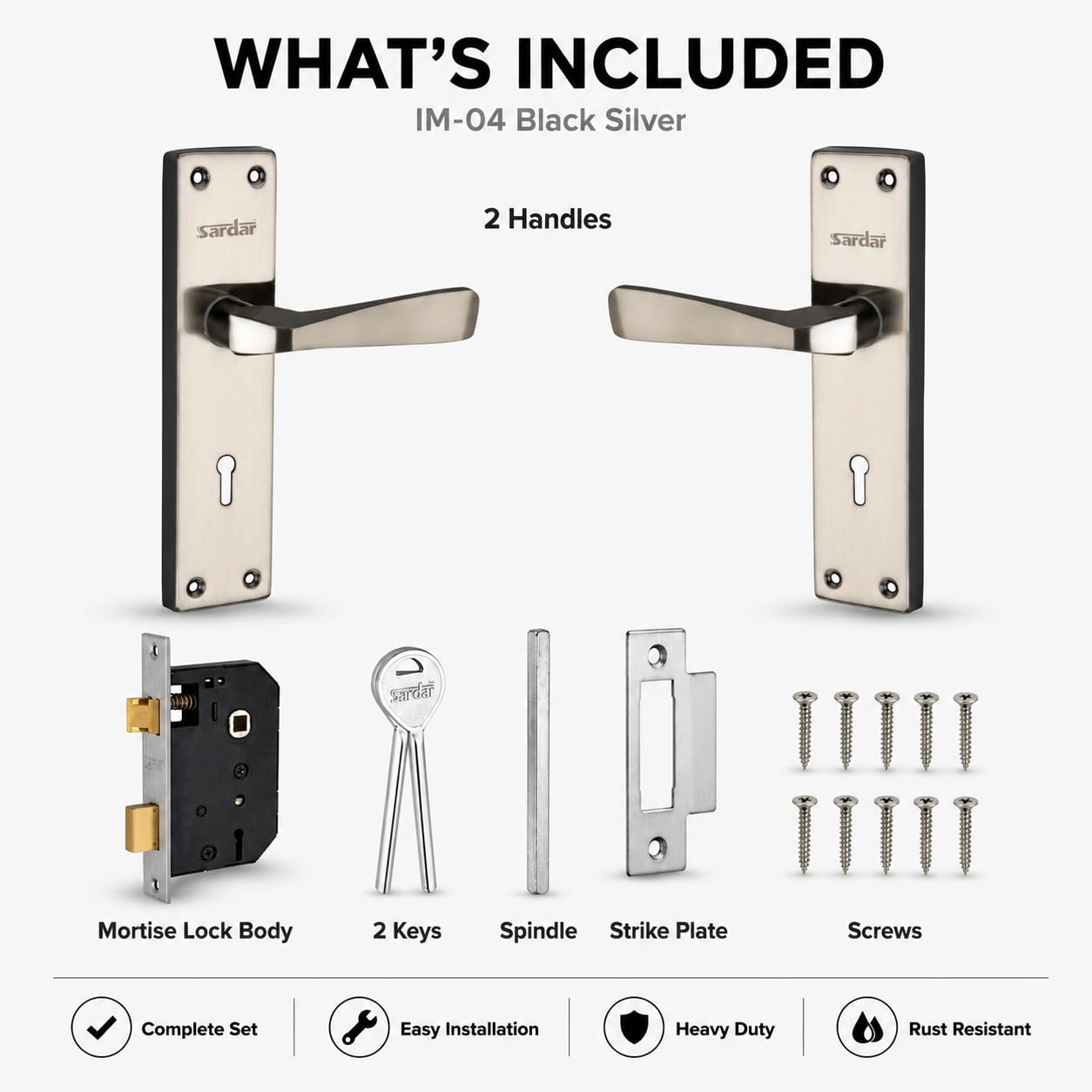 SARDAR Iron Mortise Handle Set - Security & Style -4