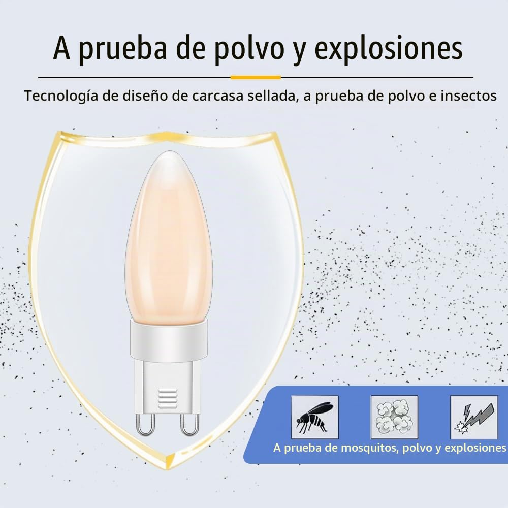 Ruiandsion G9 Bombilla LED regulable 2200k blanco cálido 220-240 V 4 W 4 filamentos LED G9 bombilla doméstica equivalente a 40 W lámpara halógena para interior plafón con suspensión (10 unidades)