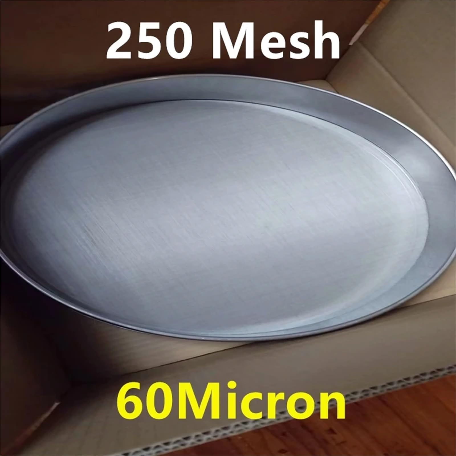 Tamiz de harina, 1 Unidad, 4-500 m, Redondo, Acero Inoxidable, for Laboratorio, con Apertura estándar, for Cocina, Filtro en Polvo, for Suelo(250 Mesh 60micron,40cm Diameter)