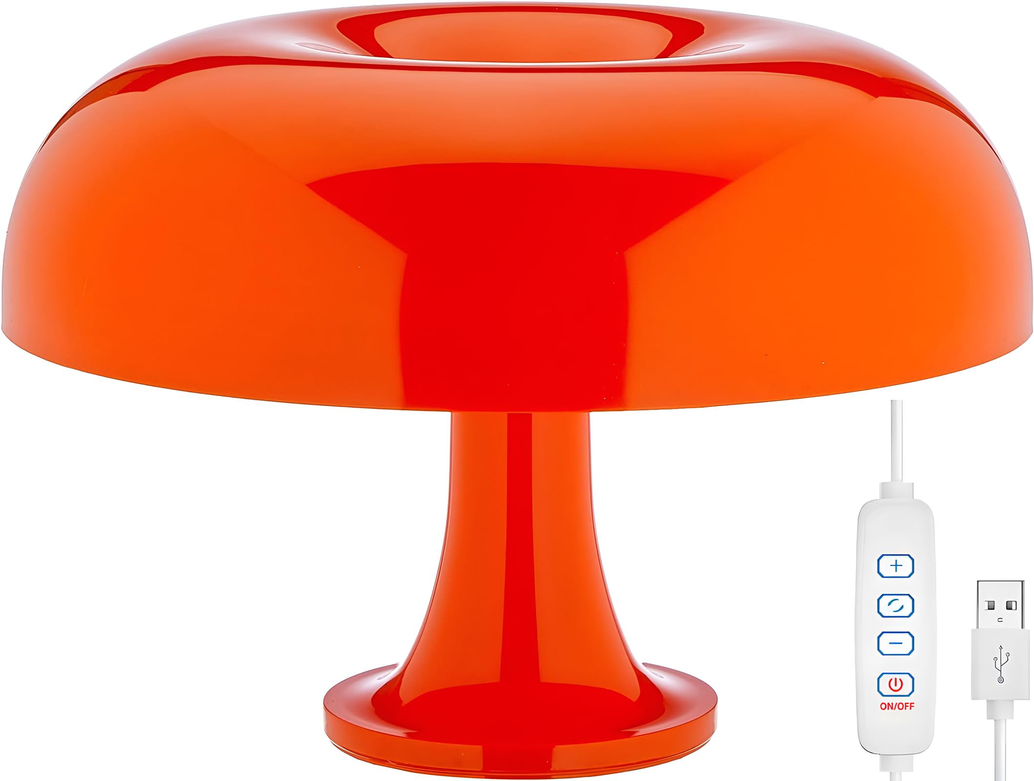 KUXEEY Mushroom Table Lamp for Bedside – Orange Vintage Lamp, USB LED Night Light for Bedroom and Living Room with 3 Color Lighting and Dimmable Function | Retro, Cool Funky Aesthetic Room Decor — image 1