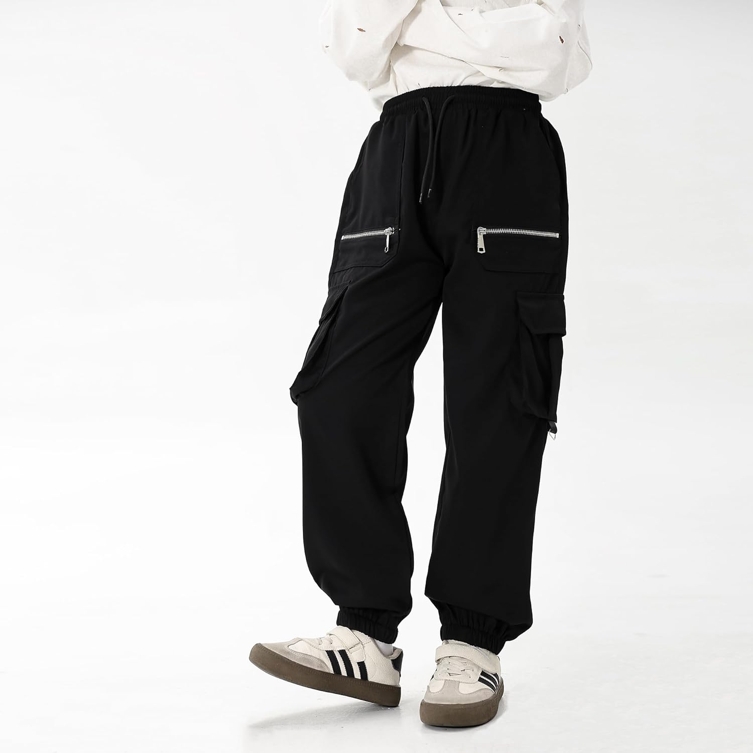 3 Pack Boys Cargo Joggers Pants Elastic Waist Casual Jogging Trousers Bottom for Kids 7-13 Years - Image 2