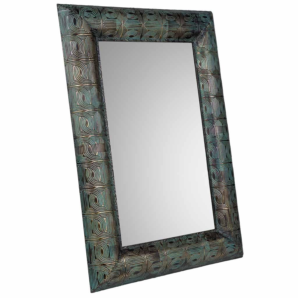 WANDERLUST DECO Espejo de pared de Metal Azul 70x5x100