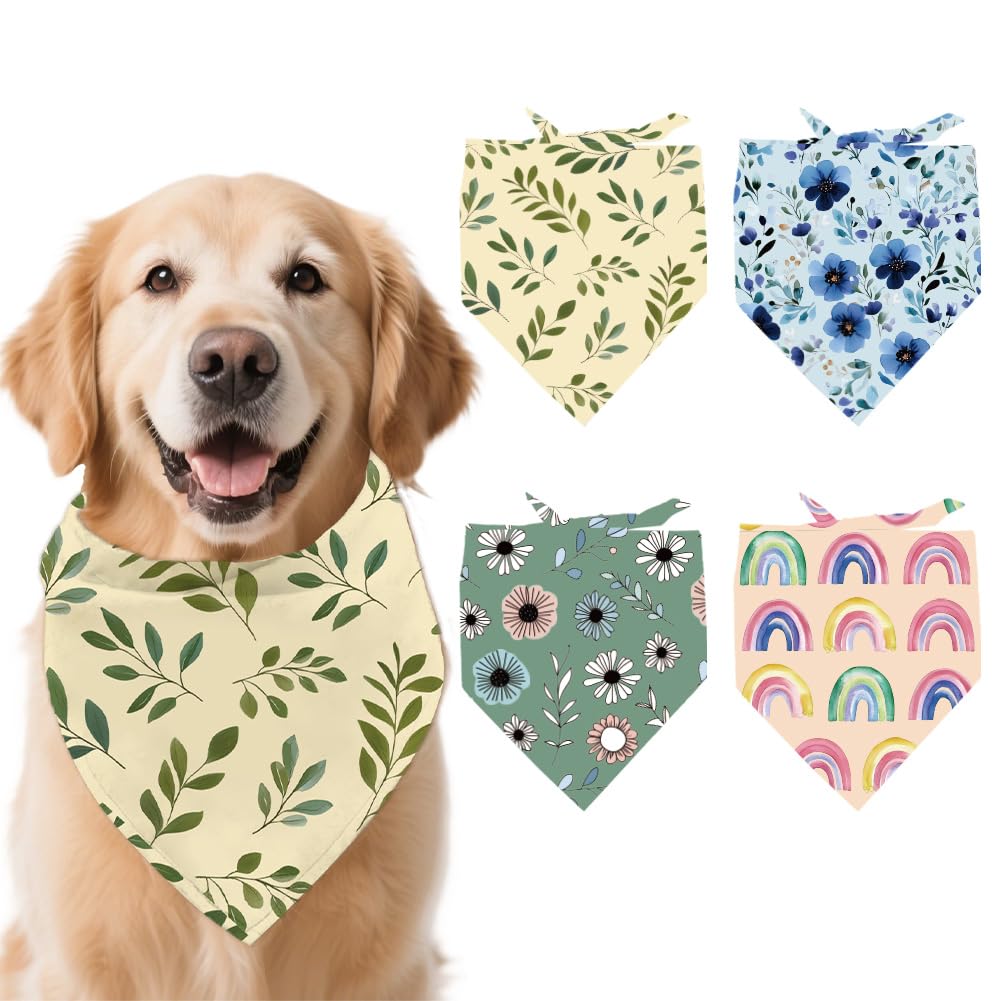 arricraft 4 Pcs Boho Polyester Pet Bandanas