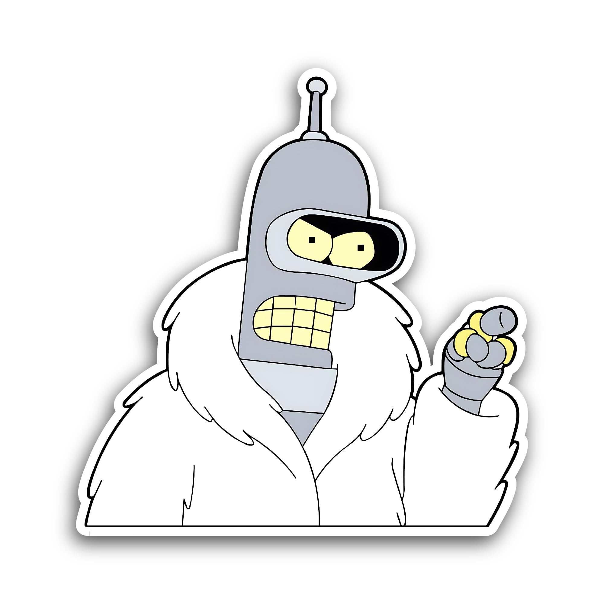 2 (Pieces) 3" and 5" Futurama Bender Sticker, Waterproof Vinyl Decals for Many Purpose Like Cars, Trucks, Laptops, Phones, Windows and More