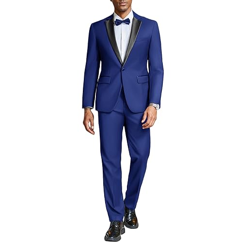 COOFANDY Conjunto de terno de smoking masculino slim fit, 2 peças, blazer de um botão, calça para casamento, jantar, formatura