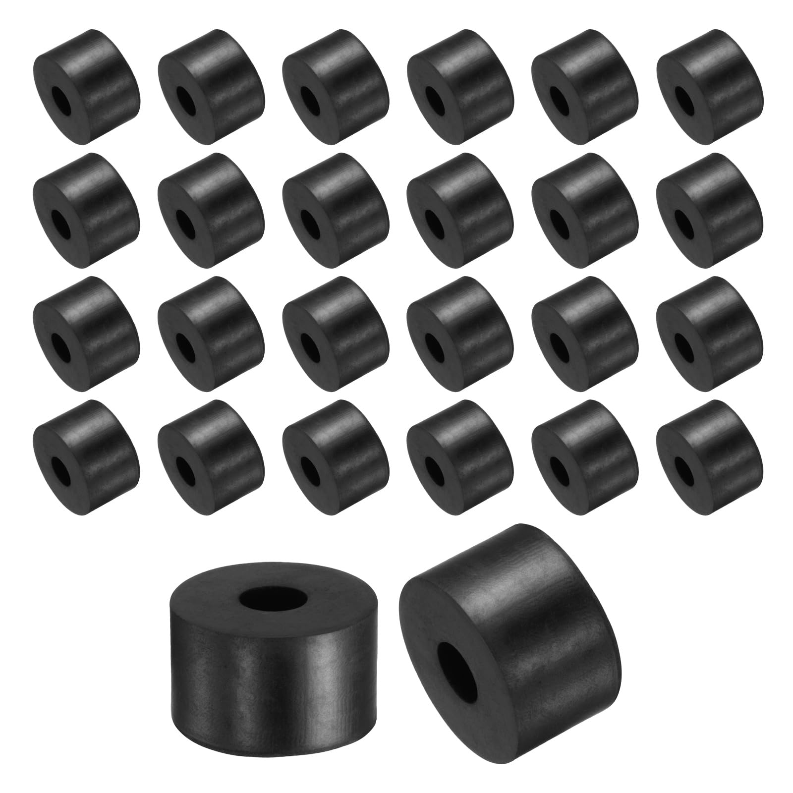 sourcing map 60 Pcs Rubber Spacers 25mm OD x 8mm ID x 15mm Height Round Anti Vibration Spacer Rubber Bushing Grommets