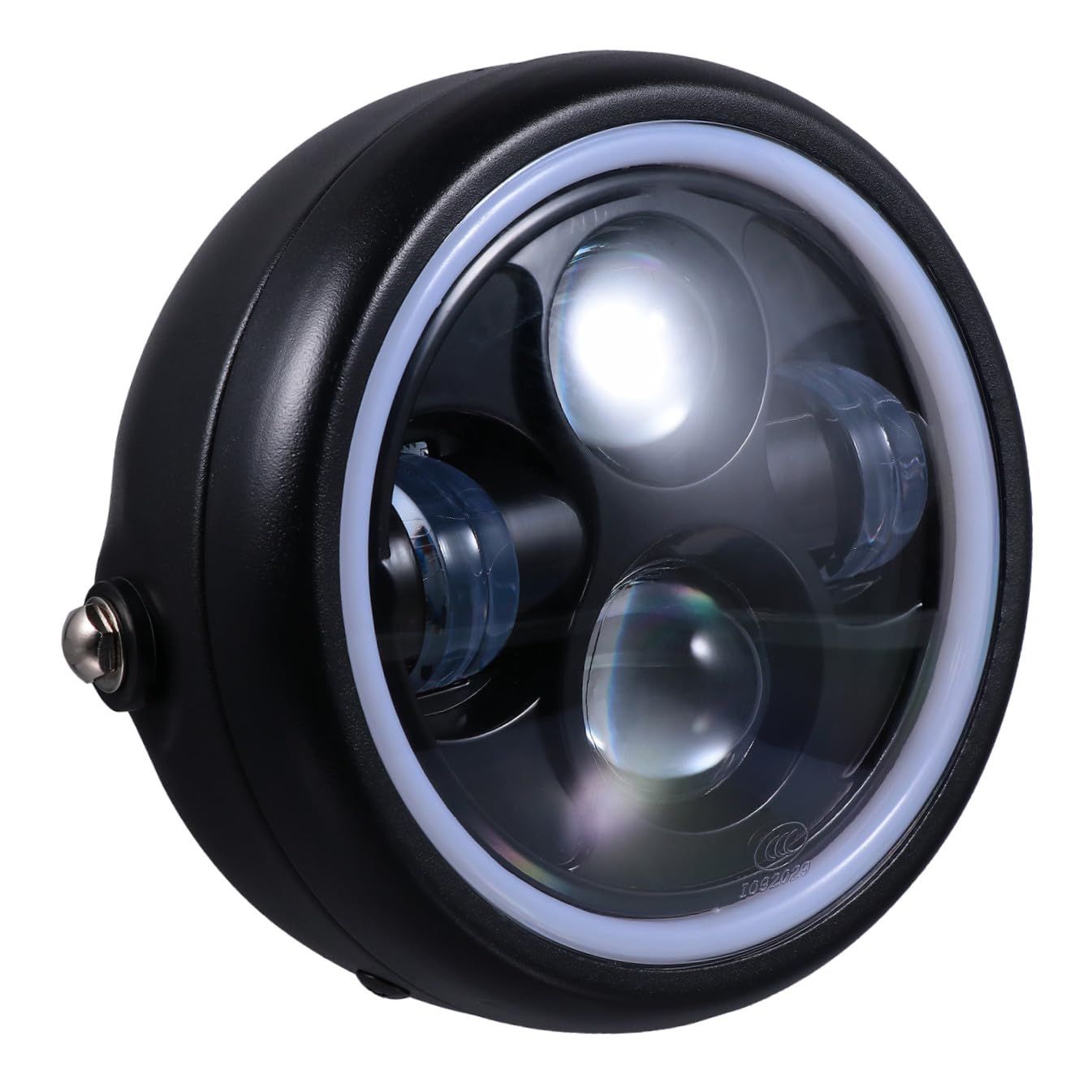 TOYANDONA Faro per Motocicletta LED Retro 35w 12v Nero in Vetro | Acciaio Inossidabile, per Pioggia e Nebbia, Guida Notturna e Uso in Condizioni Severe