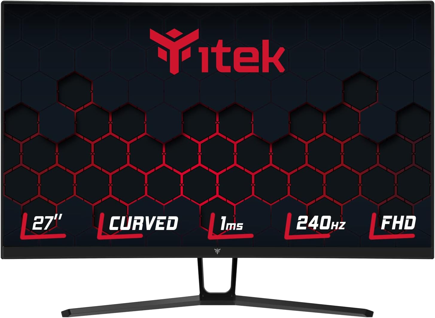 Itek Monitor GGC - 27 Pollici, Curvo, Risoluzione FHD 1920x1080, Pannello VA da 240Hz, schermo 16:9, Tempo di risposta 1ms MPRT, Collegamenti 3xHDMI e DP, HDR Ready, Adaptive Sync. Itek Monitor GGC - 27 Pollici, Curvo, Risoluzione FHD 1920x1080, Pannello VA da 240Hz, schermo 16:9, Tempo di risposta 1ms MPRT, Collegamenti 3xHDMI e DP, HDR Ready, Adaptive Sync.