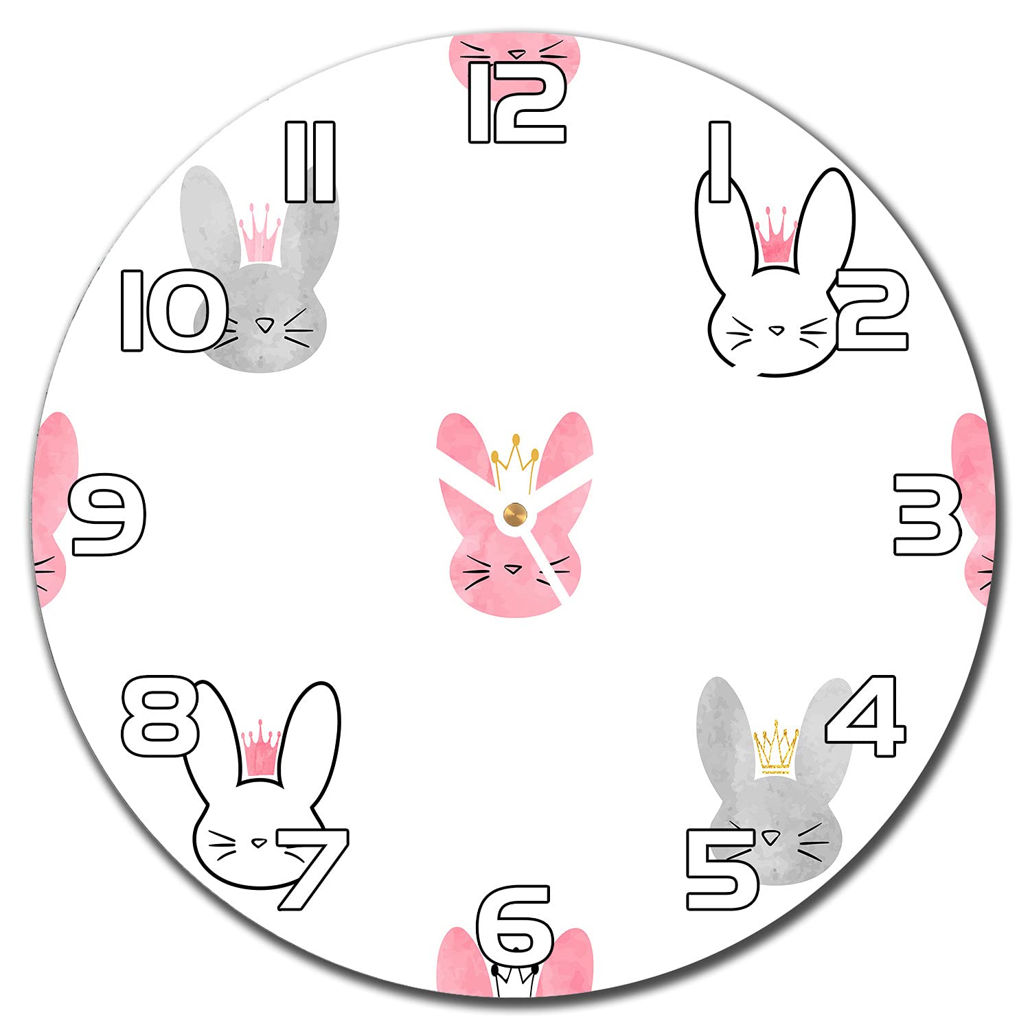 Horloge en verre 30 cm Bunny Revolution Sweetbunnies pour chambre de bébé