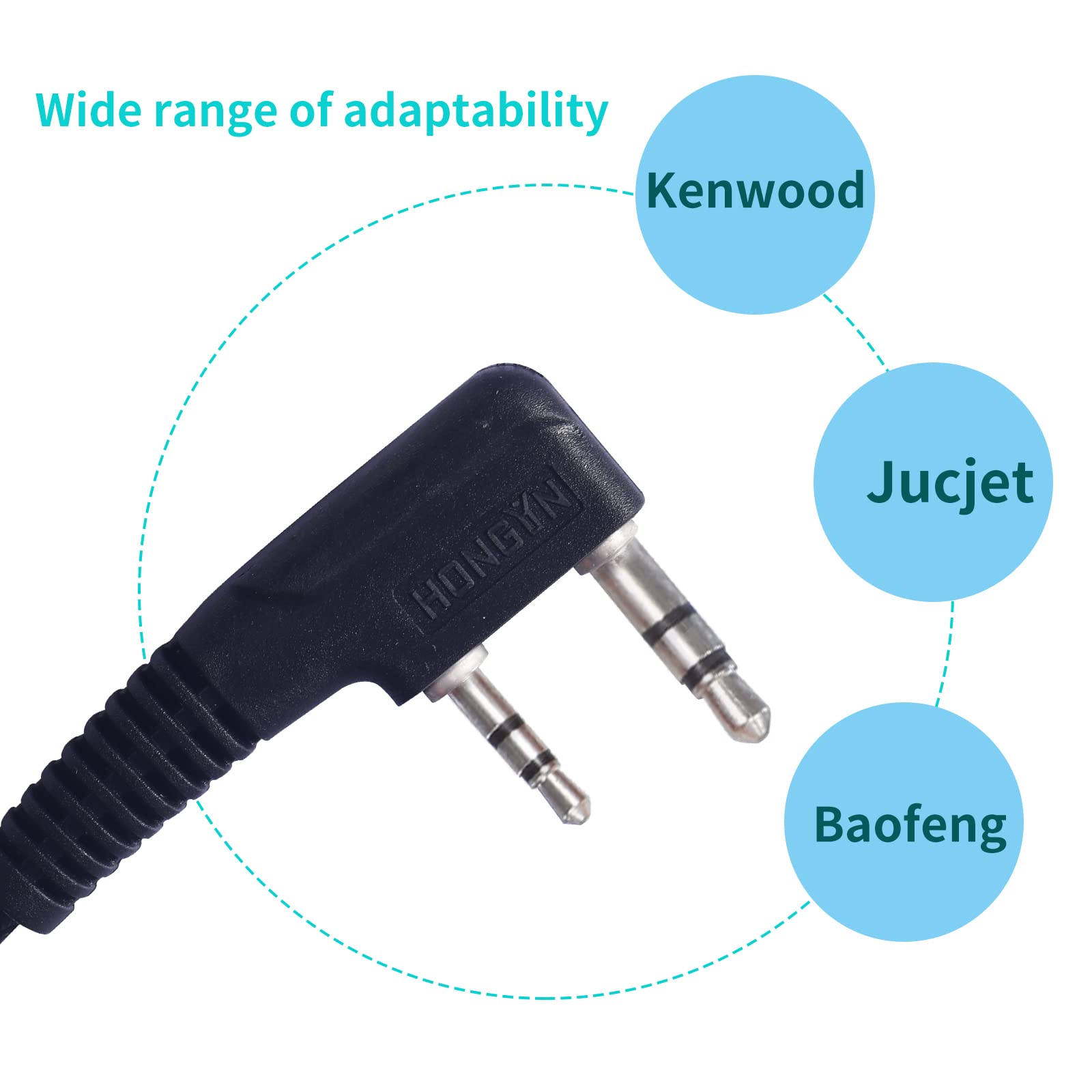 Radio Oreillett 2 Pin Compatible Acoustic Tube Security Bodyguard Écouteurs PTT Mic BF-88E BF-888S UV-5R UV-5RE 2 voie 5 pièces