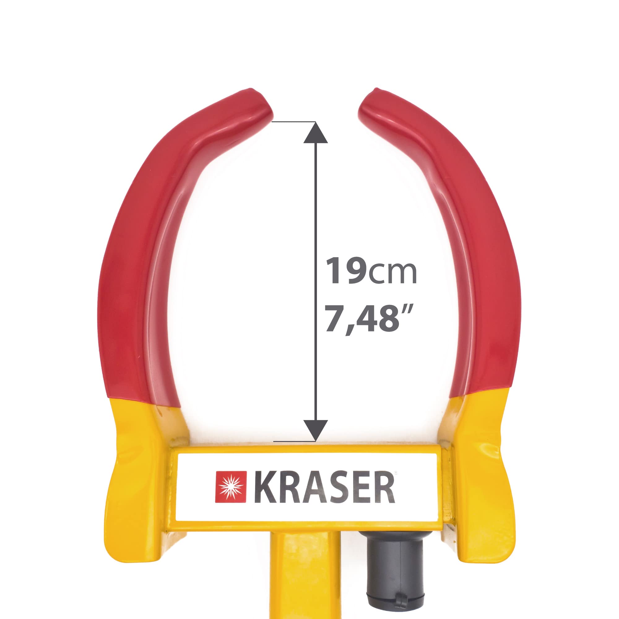 KRASER WA820 Antivol Voiture Sabot Roue, N1 Allemagne, Haute Sécurité Serrure Anti-Perçage, Antivol Caravane Visible Dissuasif, Blocage Anti vol Universel Réglable 18-29 cm Auto, Camping Car, Remorque