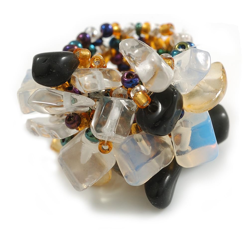 Anillo flexible de cuentas de cristal Avalaya multicolor talla M para mujer 6