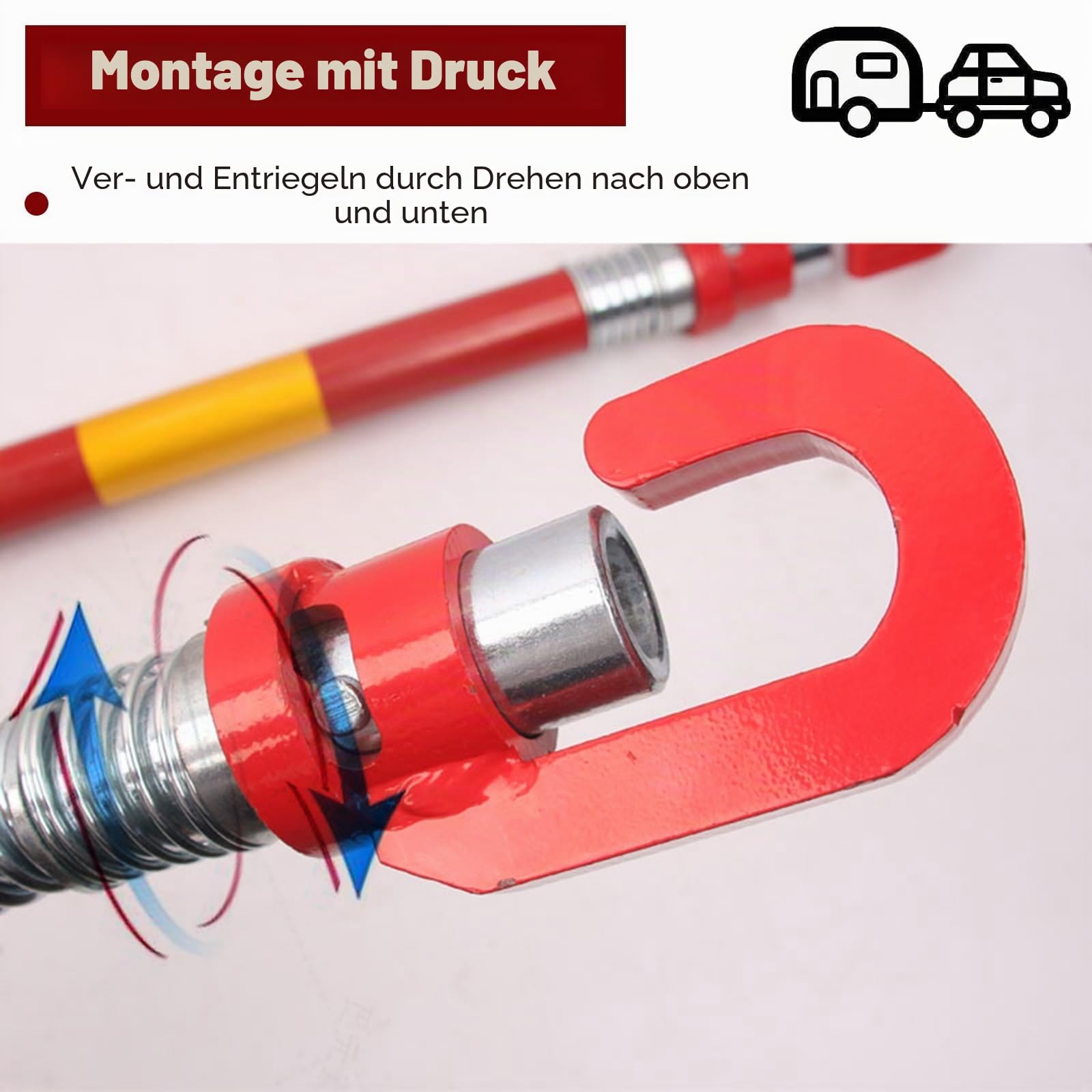 AMUFJJ abschleppstange Abschleppstange Für Pkw Kugelkopf, 3 T/ 5 T/ 6 T/ 8 T/ 20 T/ 30 T/ 50 T Abschleppstange Mit Zugkupplung Für Pkw Mit Anhängerkupplung, Mit Zwei-Wege-Dämpfung(3 ton)