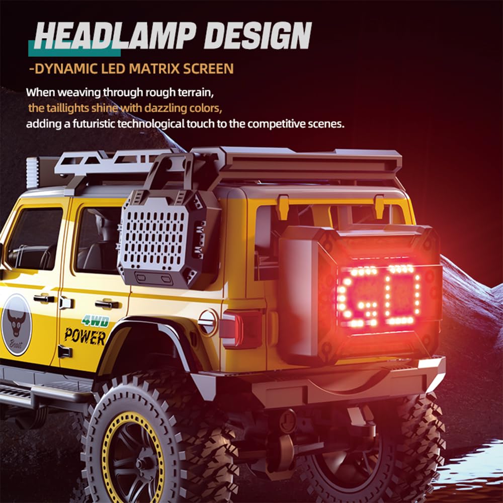 Samochód wspinaczkowy RC Crawler 1/20, zdalnie sterowany model ciężarówki 4WD Off-Road All Terrain, samochód wspinaczkowy terenowy, silnik bezszczotkowy 2,4 GHz, SG206MAX, 3 baterie (żółty)