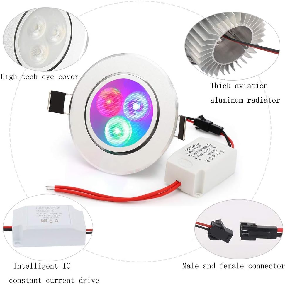 Bеѕt Dеаl Chеар 🛒 Color Changing Recessed Ceiling Lighting, Xingruyu 3W RGB Recessed Downlight, Dimmable 16 Colors Changing Led Pot Light with Remote Control- Pack of 10