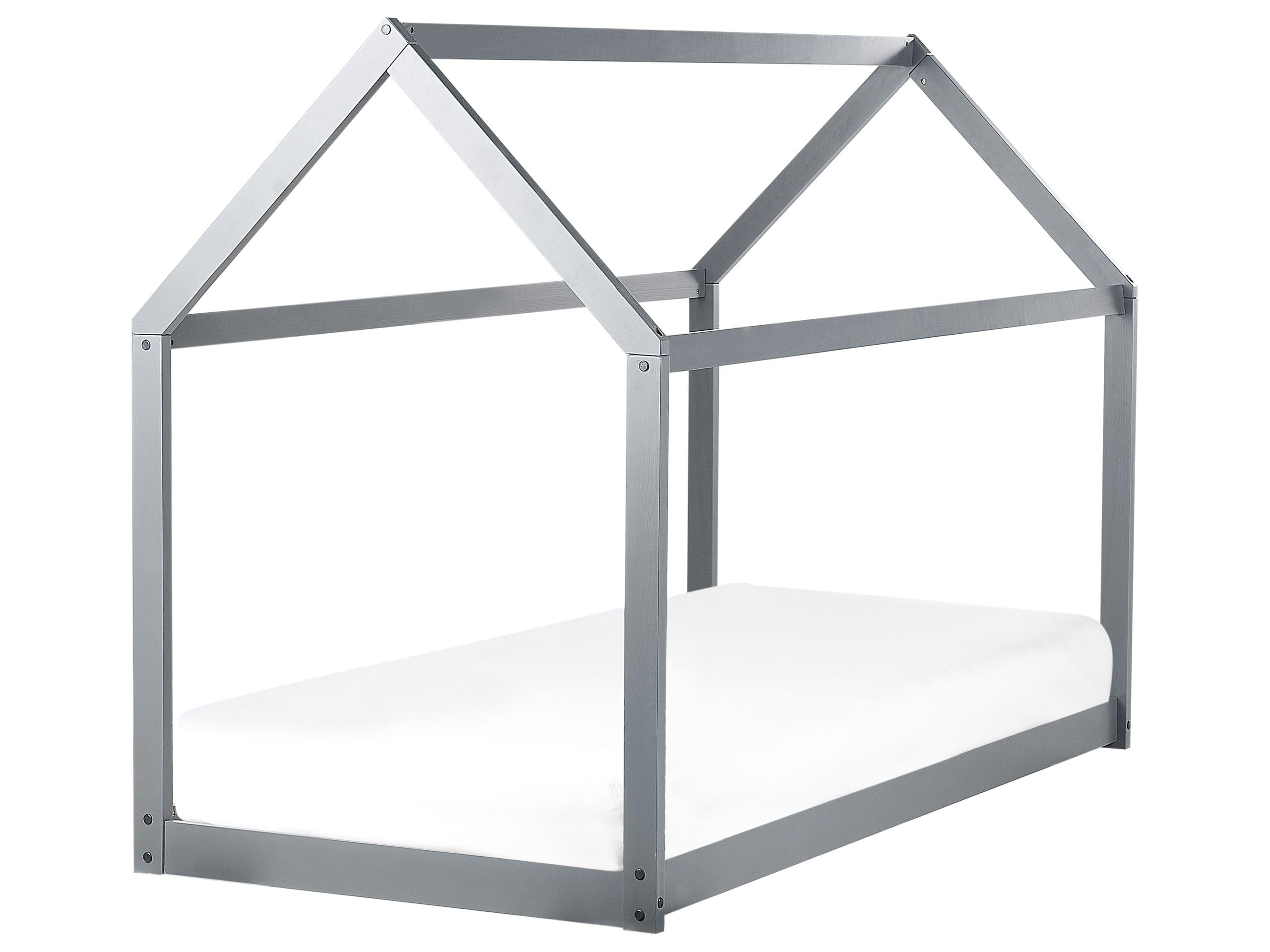 Hausbett für Kinder aus Holz 90 x 200 cm grau Kinderzimmer Kinderbett Tosse