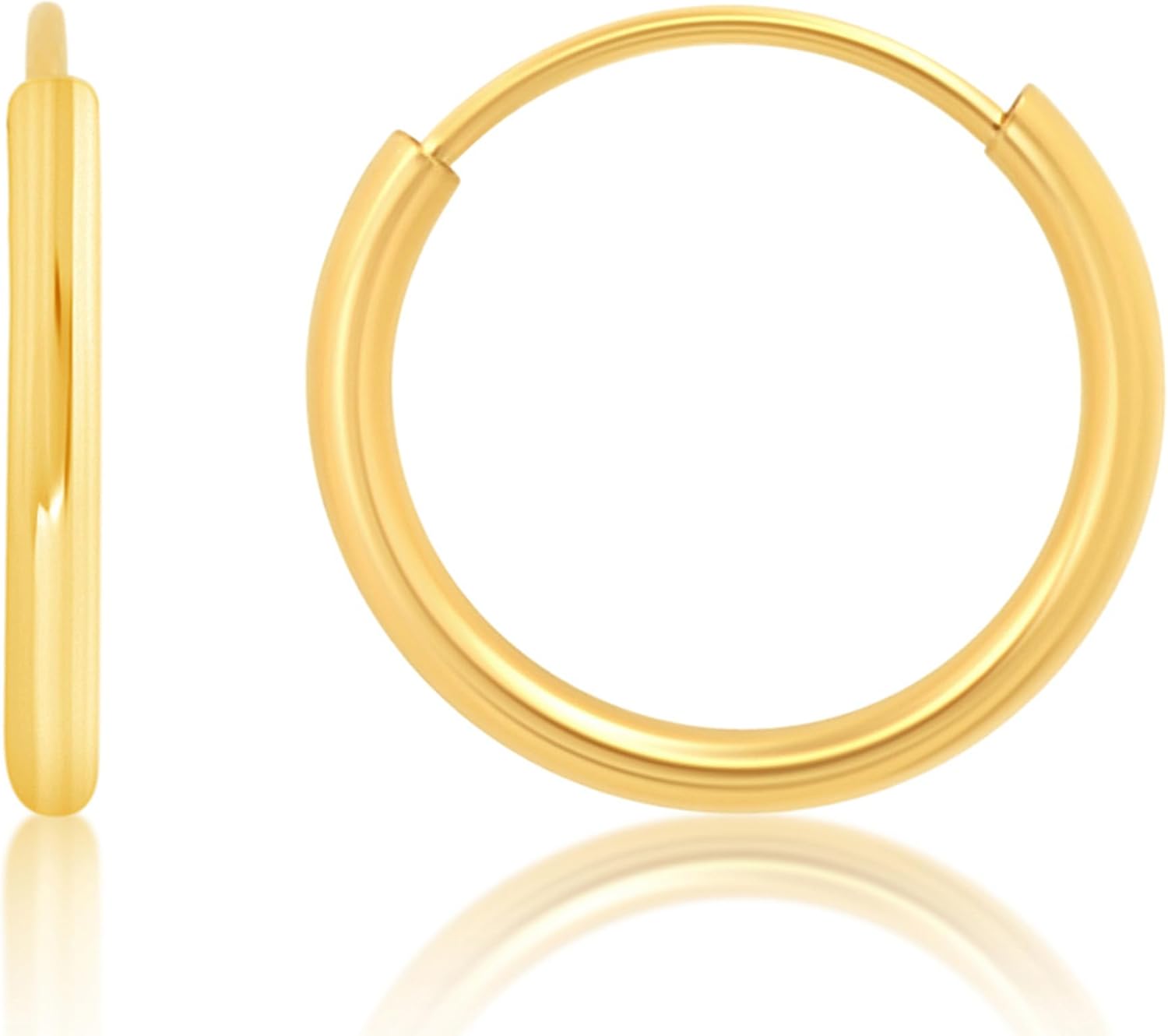 14k Gold Hoop Earrings for Women | 1.5mm Tube Yellow Gold Hoops Earrings | Flex Continuous Hoops by Max + Stone