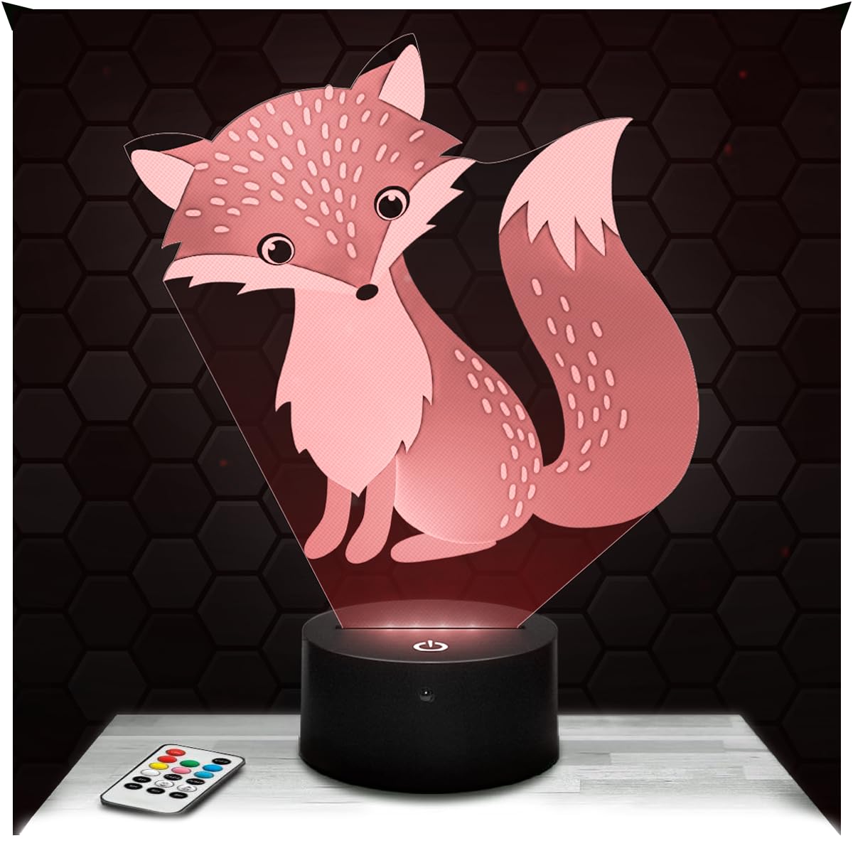 Lampephoto.fr - Fox Night Light Animal 3D Lamp 3D LED Illusion Lamp, Christmas, Gift idea Birthday boy and Girl Night Light lamp for Child or Adult Bedroom, Gifts Merchandising