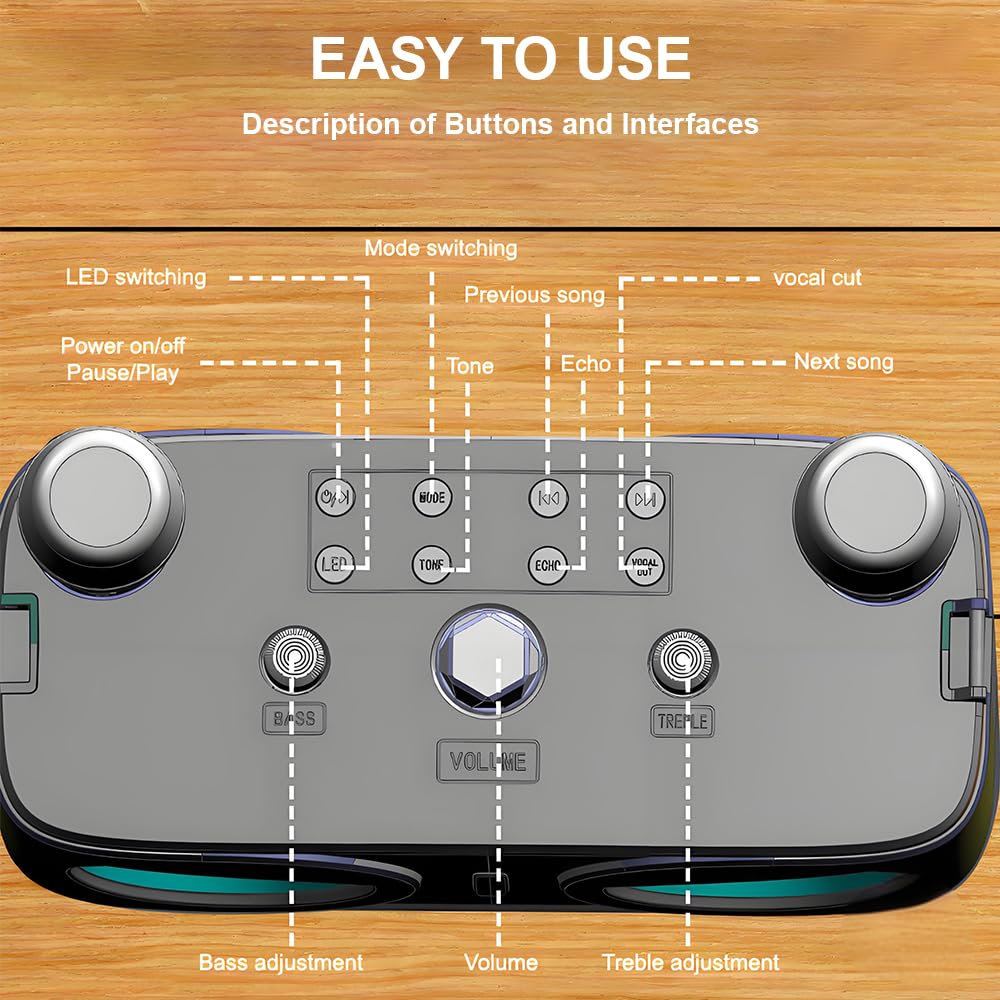 Cassa Bluetooth Karaoke con Microfono, Altoparlante Bluetooth Portatile Microfoni Wireless Karaoke con Megafono e Luci LED per Adulti e Bambini, Partybox Cassa Bmplificata Sistema PA per Feste,Esterno