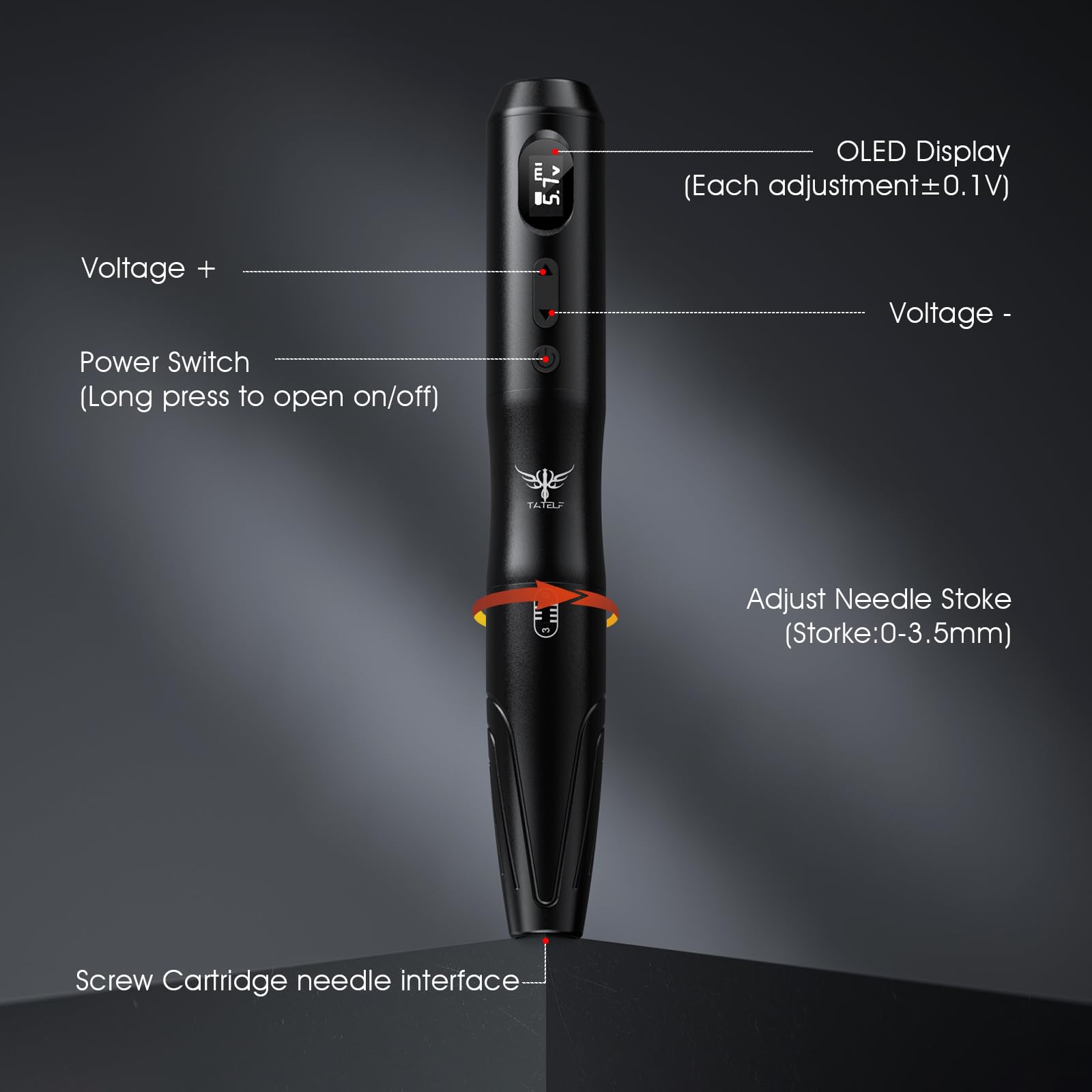 TATELF S20 Máquina de Microblading Inalámbrica – Rotulador Recargable con 10 Agujas – Kit para Cejas Ombre Powder Brows, Labios y Eyeliner Microshading