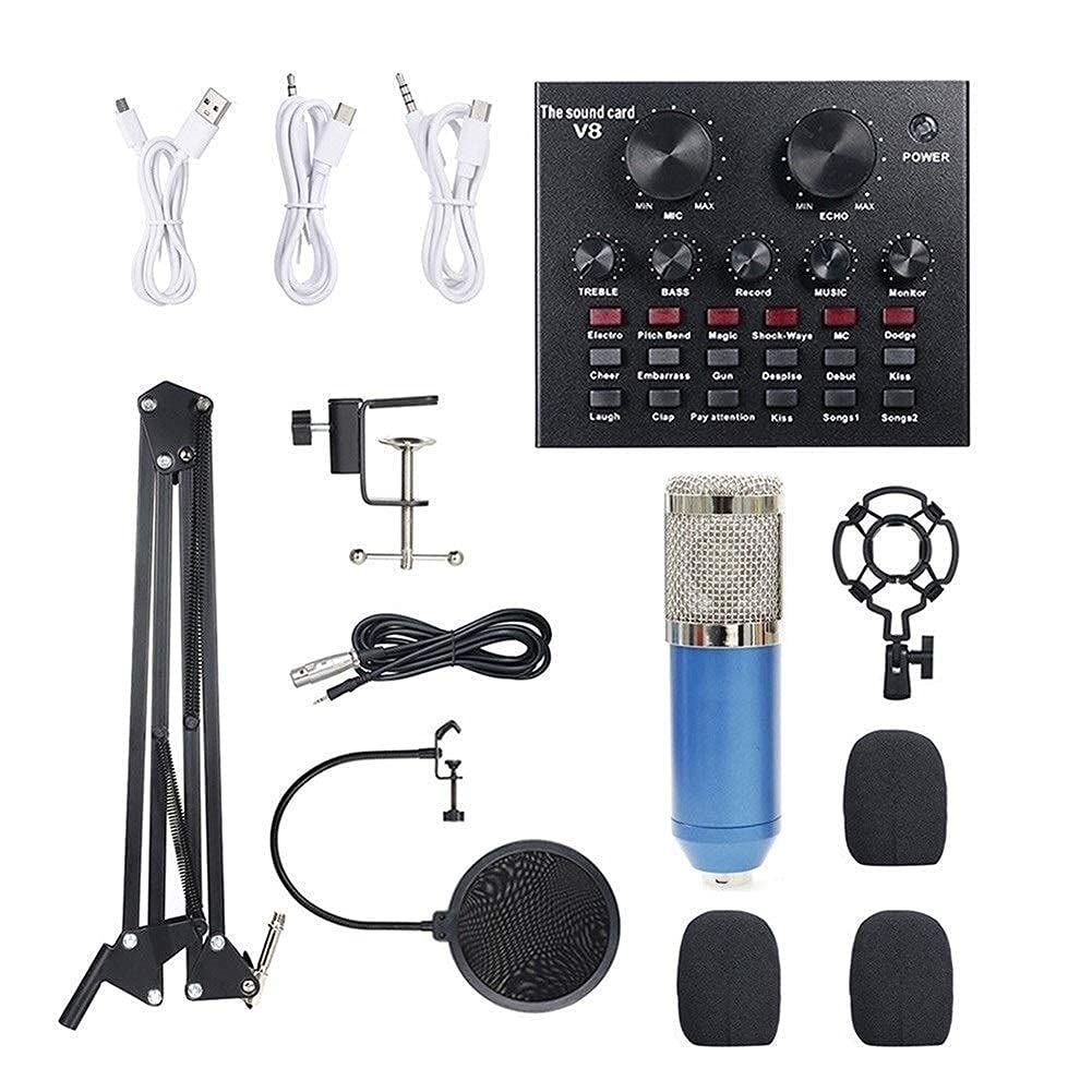 Kit Carte Son Live Multifonction + Microphone Kit de Microphone à condensateur d'enregistrement de Transmission à Suspension Microphones vocaux