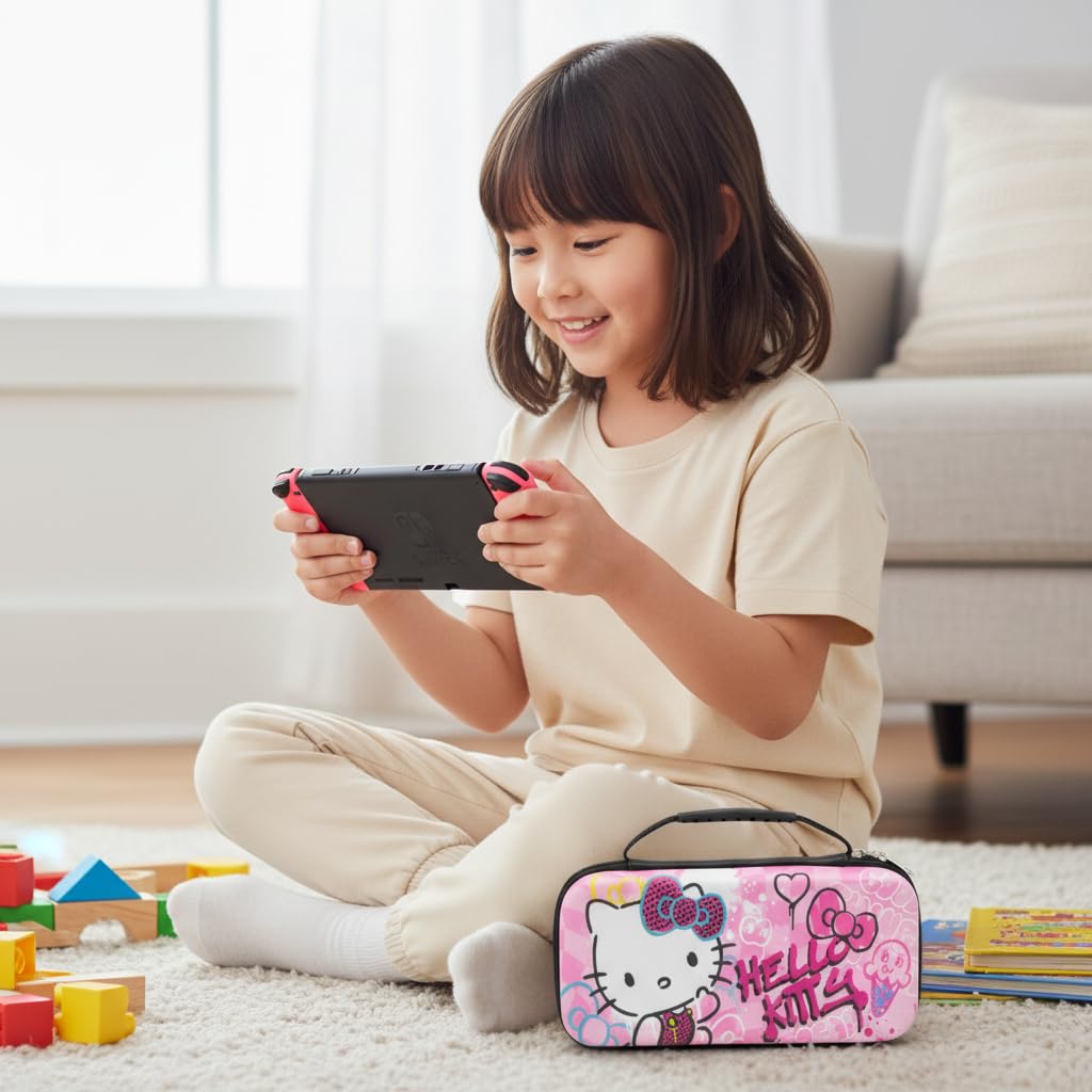 Sanrio Hello Kitty Nintendo Switch 2 Case | Protective Hard Shell Carrying Case for Nintendo Switch 2 Console | Portable Travel Pouch for Switch 2 Accessories, Games & Storage | Pop Art Design - Image 5