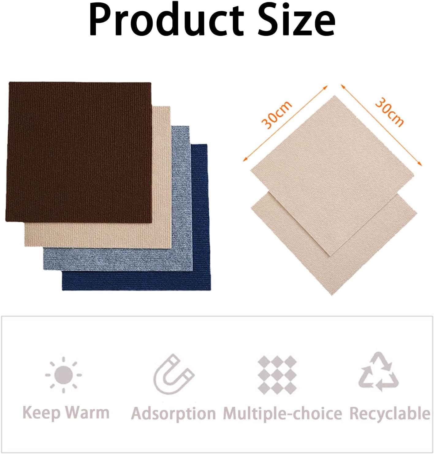 Dalles de Moquette Auto-adhésives de 12 Pouces, Dalles de Moquette Auto-adhésives Amovibles, Tapis de Sol antidérapants, à décoller et à Coller, lavables en Machine(Beige+Grey)